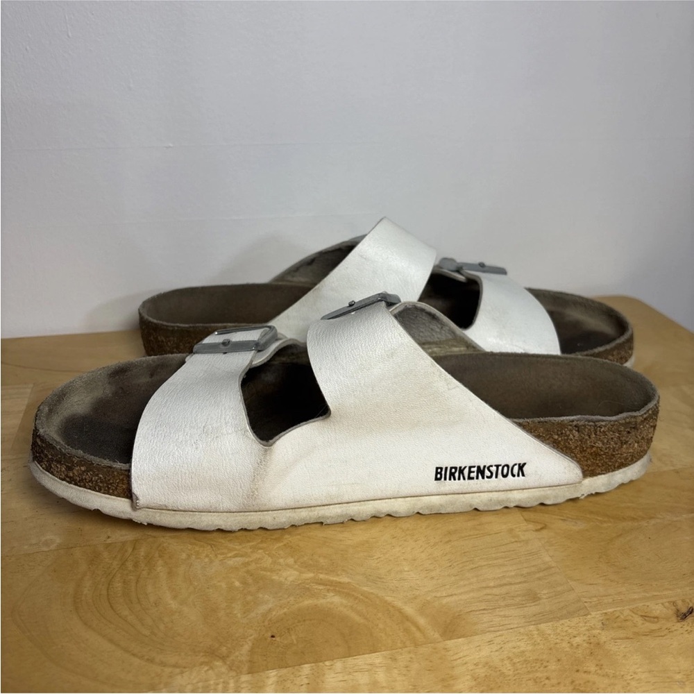 Birkenstock Arizona Sandals Adjustable Straps With Buckle White Upper sz 42 - Picture 8 of 12